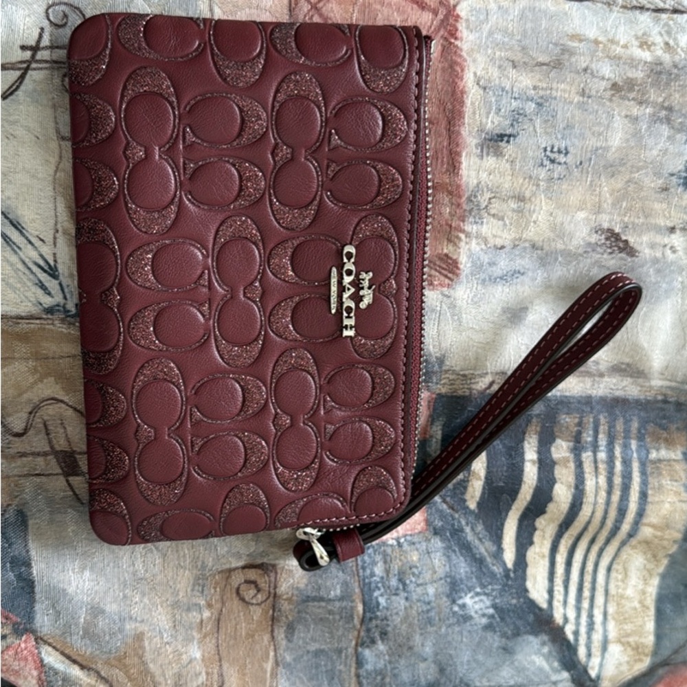 Coach Burgundy Wristlet authentic
